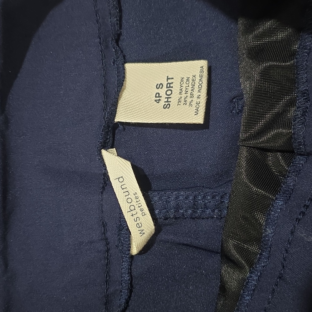 Westbound Petites Women's 4P Short Pull-on Pants Navy - Picture 2 of 7